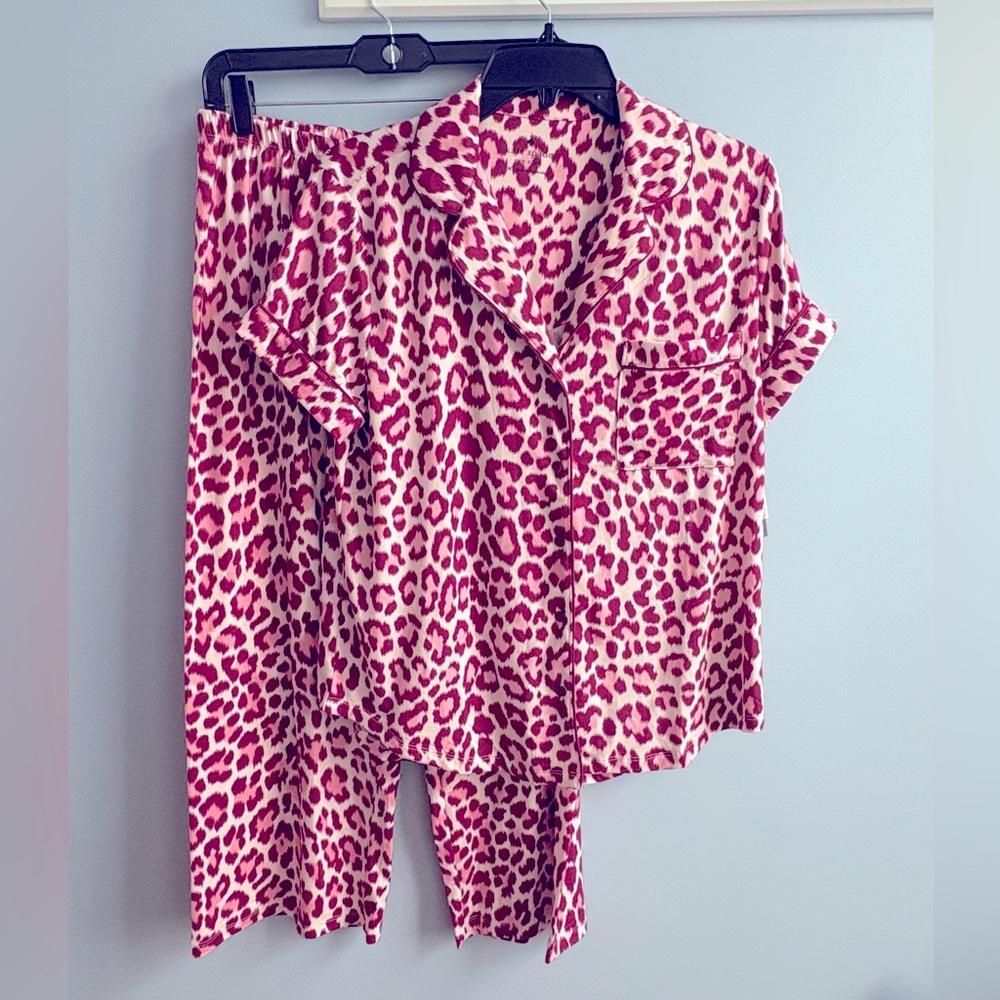 Kate Spade Pink Leopard Cheetah 2PC Pajama Set Large